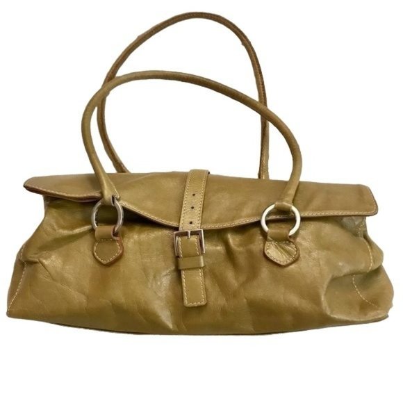Helen Welsh Vintage Retro Green Leather Shoulder Baguette Purse Bag - Picture 1 of 16
